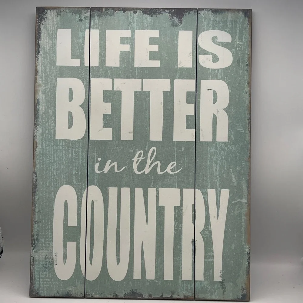 Barnyard Designs Rustic Teal Wood Sign Life Is Better In The Country Wall Art